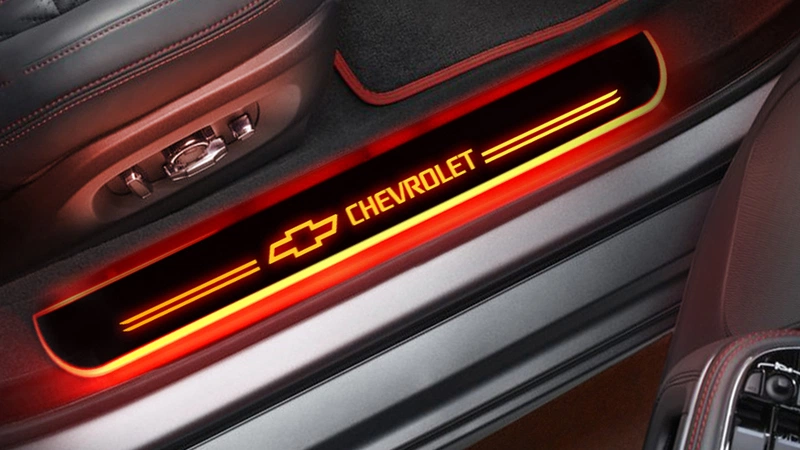 led chevrolet logo car door sill